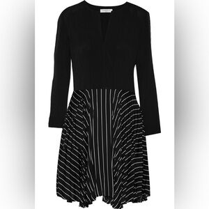 Sandro Rozalyn Black and White Striped Pleated Dress Size 1